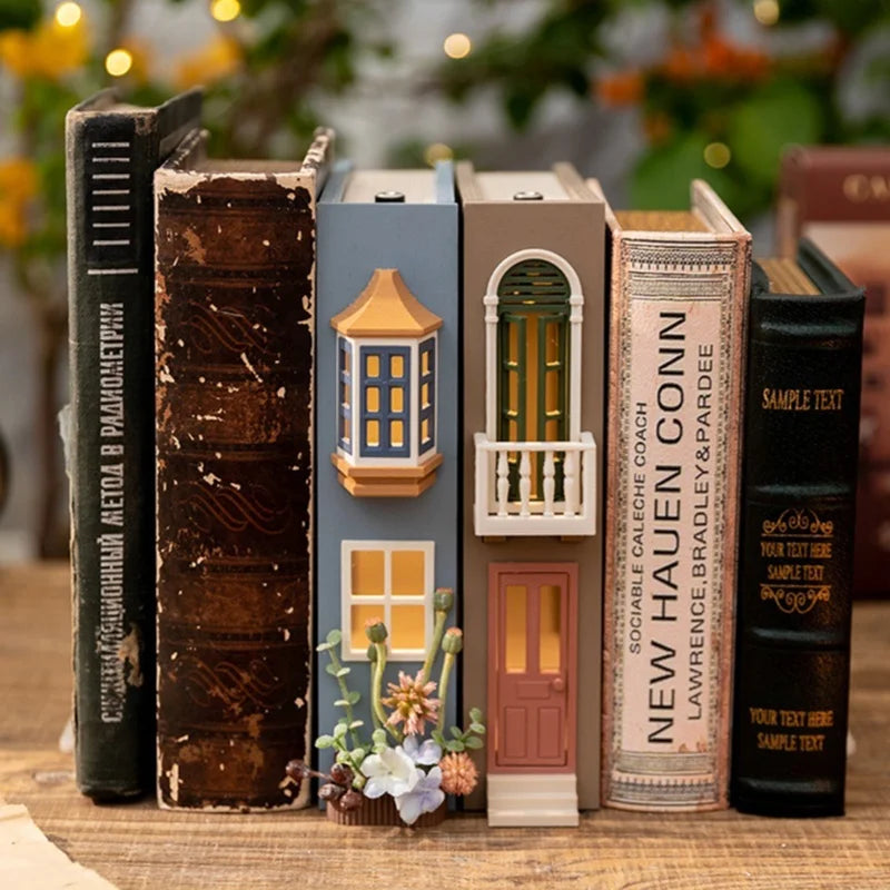 Fake Books Bookends With Led Light Book Holders Booknook Model Kit For Bookshelf Insert Miniature Ornament Decor Christmas Gifts Book Nook Kit Australia