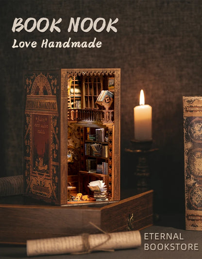 CUTEBEE DIY Book Nook Kit Eternal Bookstore Wooden Dollhouse with Touch Light & Display Case, Laser-Cut Collection Decoration Book Nook Kit Australia