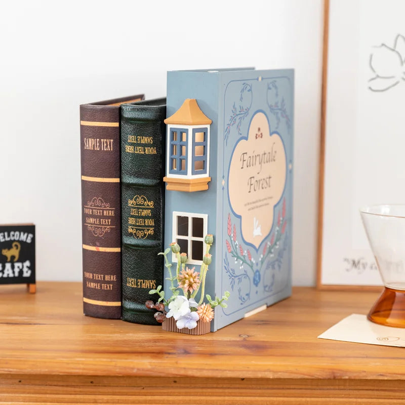 Fake Books Bookends With Led Light Book Holders Booknook Model Kit For Bookshelf Insert Miniature Ornament Decor Christmas Gifts Book Nook Kit Australia