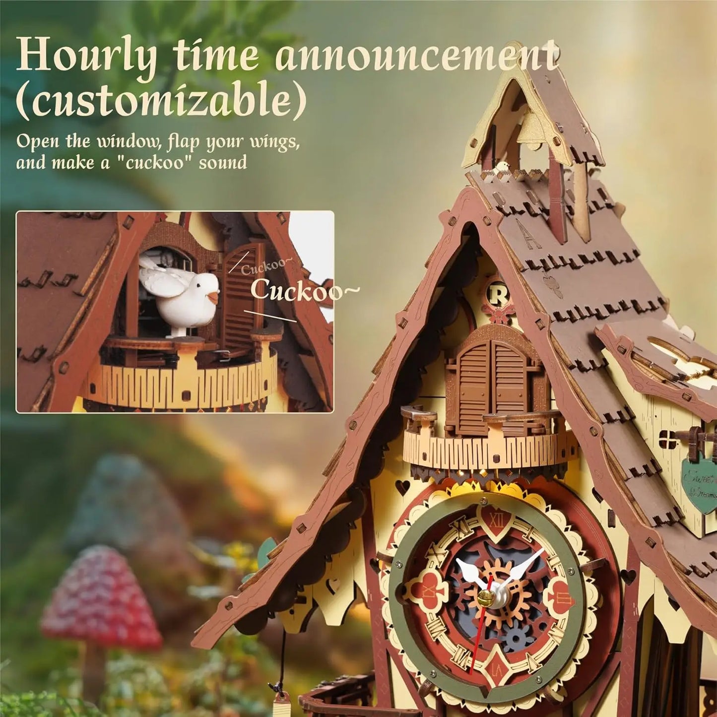 Robotime Rokr Black Forest Cuckoo Clock Kit – Working Bird & LED