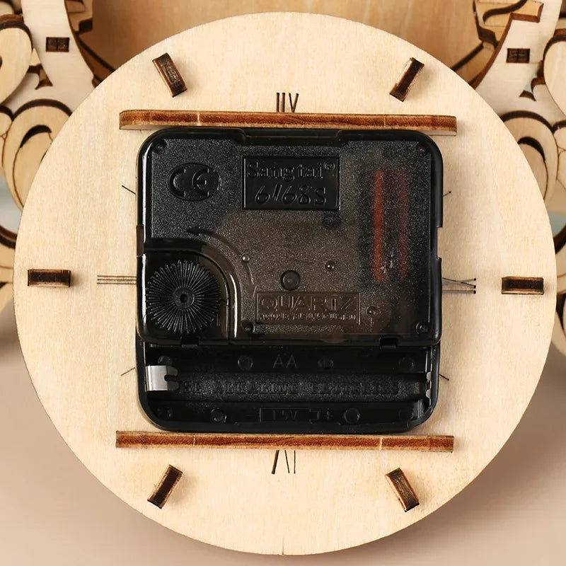 3D Wooden Puzzle Table Clock – DIY Assembly Kit