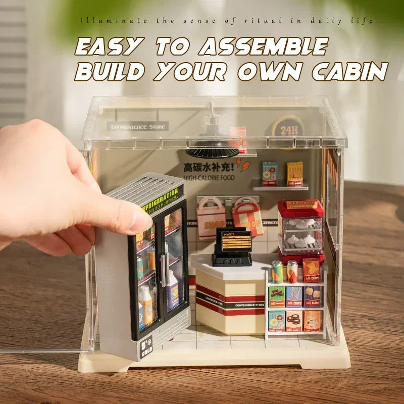 Miniature Store Bedroom Kitchen DIY Doll House CORNER COFFEE SHOP Miniature Model For Birthday Family Gift Book Nook Kit Australia