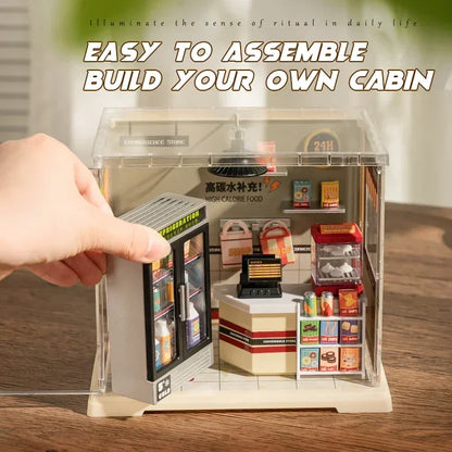 Miniature Store Bedroom Kitchen DIY Doll House CORNER COFFEE SHOP Miniature Model For Birthday Family Gift Book Nook Kit Australia