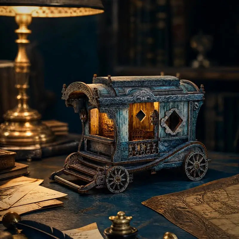 Onyx Dragon Carriage DIY miniature kit with black dragon and carriage - view 4