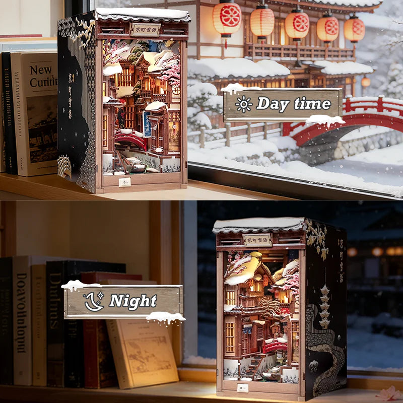 Kyoto Snow Whisper DIY Book Nook Kit - Side View
