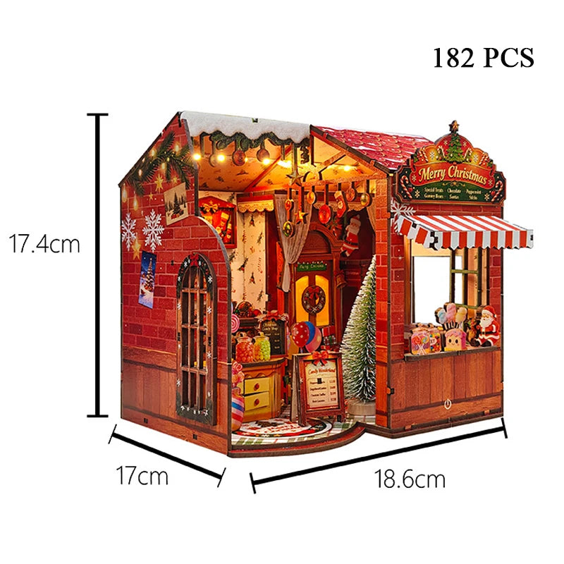 Christmas Candy House DIY miniature dollhouse kit with festive candy shop - view 6