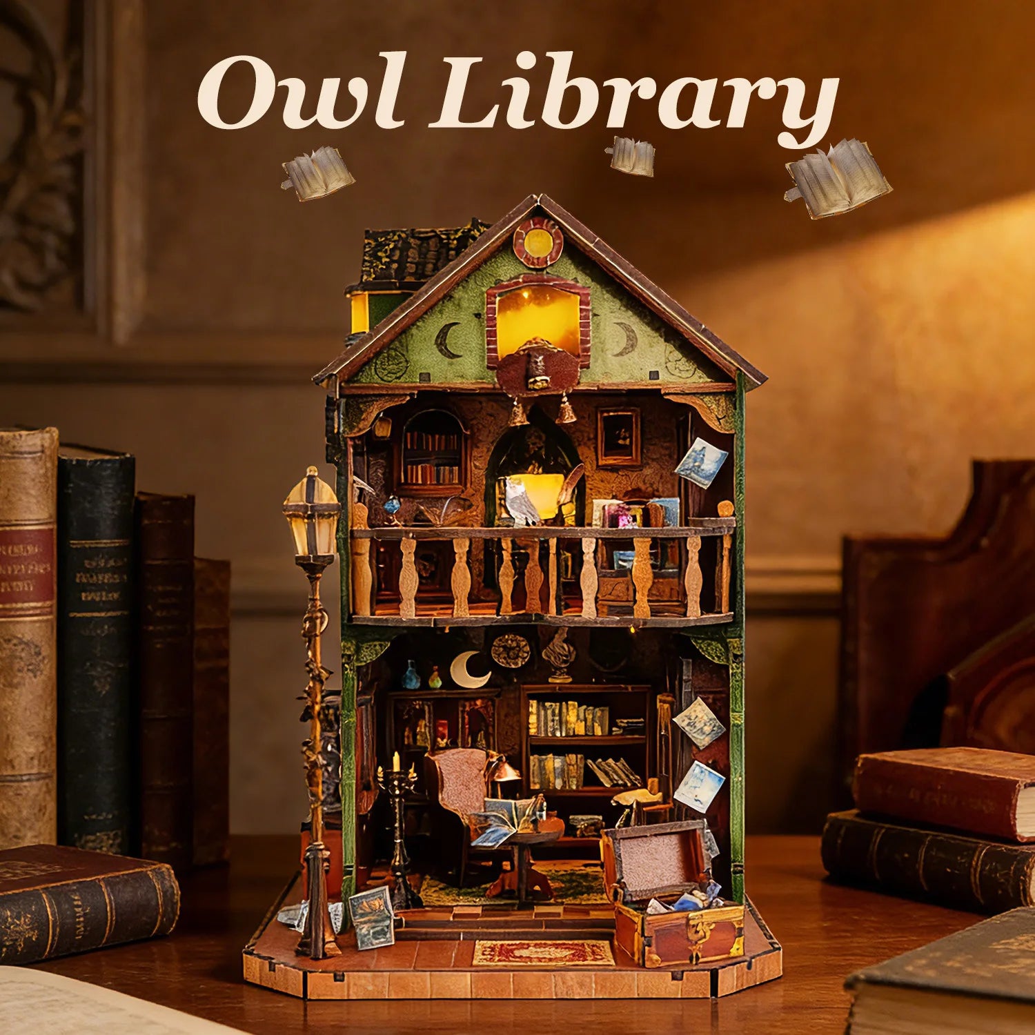 Owl Library DIY Miniature House Kit - Side View