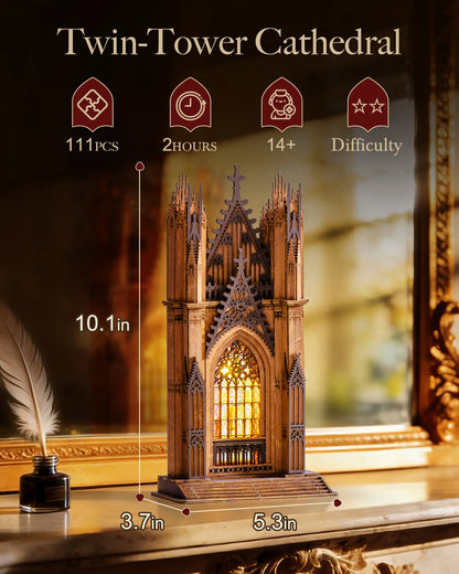 ROBOTIME Rolife TG Series Gothic Architecture Building Kit 3 Cathedral Models Stress Relief Craft Perfect Birthday Gift for M