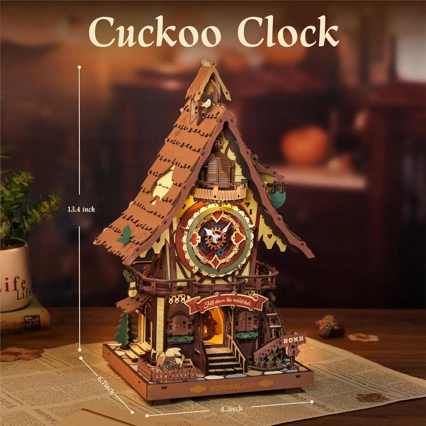 Robotime Rokr Black Forest Cuckoo Clock Kit – Working Bird & LED