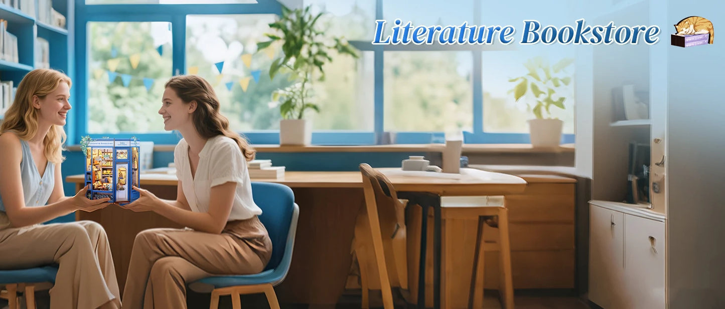 CUTEBEE 3D Puzzle Book Nook Wooden Dollhouse Bookstore Dollhouse with Light Miniature House Model for Bookshelf Desk Home Decor Book Nook Kit Australia