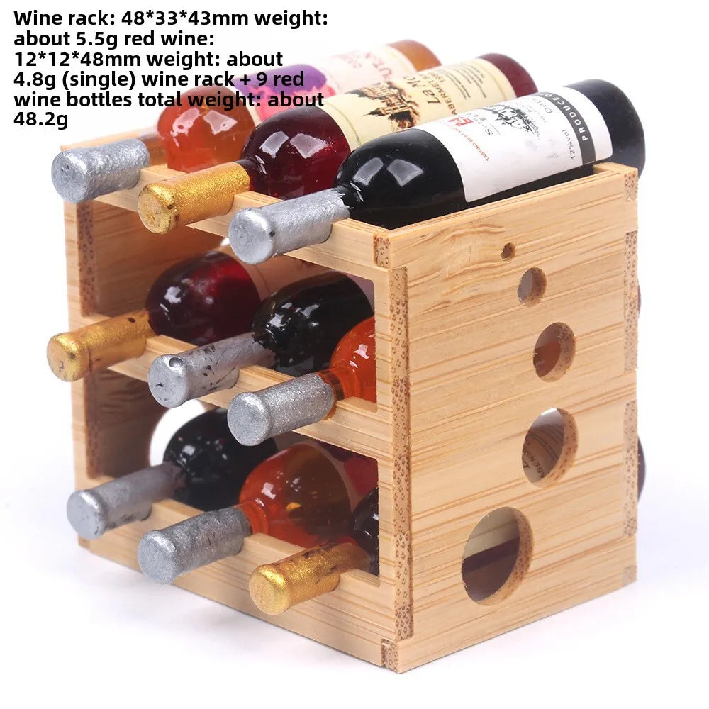 Miniature Bamboo Wine Rack Set for 1:6 Dollhouse a As Shown As Picture