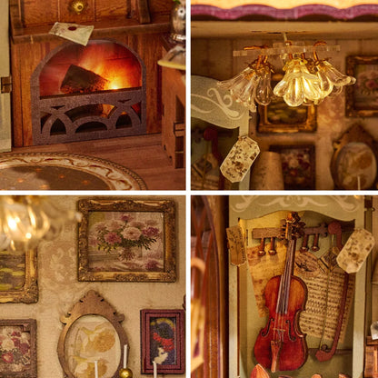 Old Flame Cottage DIY book nook kit with lit fireplace and cosy interior - view 5