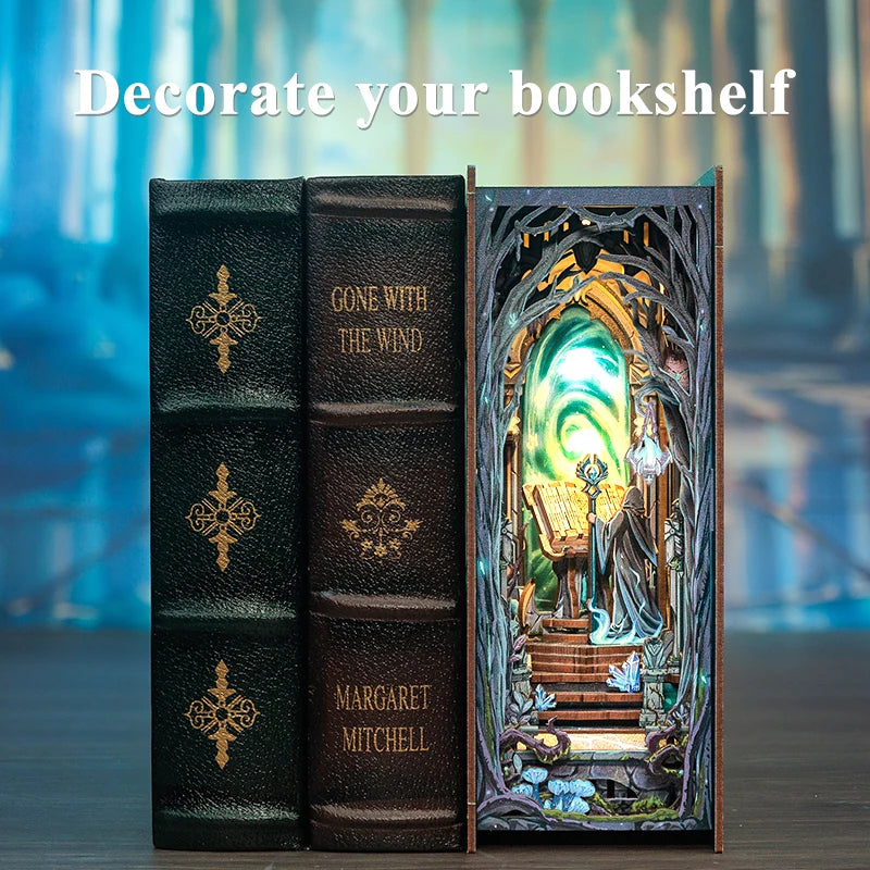 CUTEBEE DIY Book Nook Kit Dollhouse Toys Gifts with LED Light Dust Cover, The Gate of Wonderland Bookshelf Insert for Adults Book Nook Kit Australia