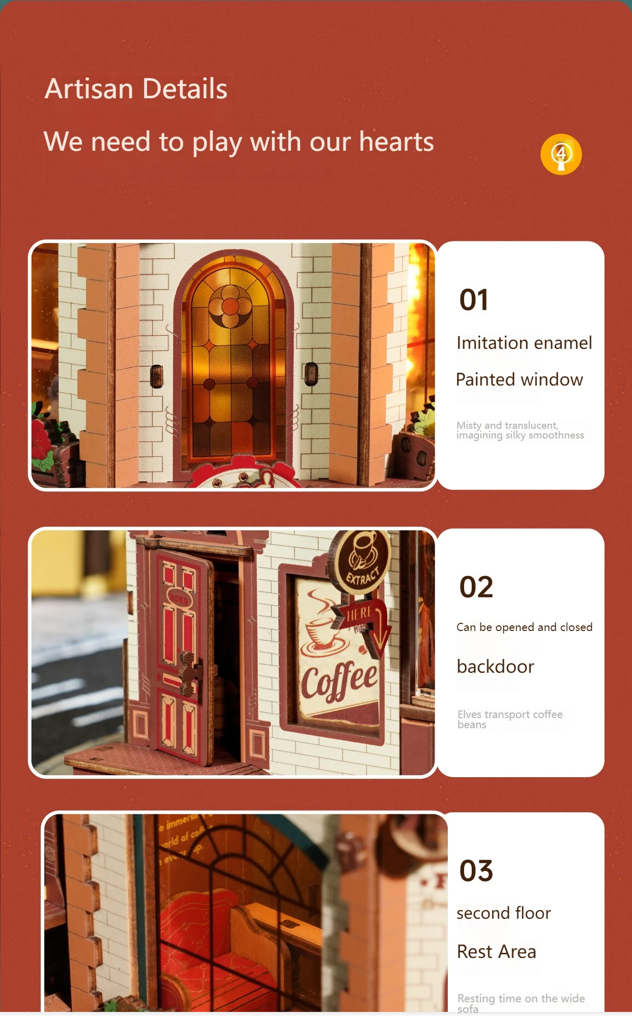 DIY Coffee Factory Model Kit - 3D Wooden Puzzle for Adults with LED Lights, Music & Figurines, Unique Birthday Gift Idea Book Nook Kit Australia