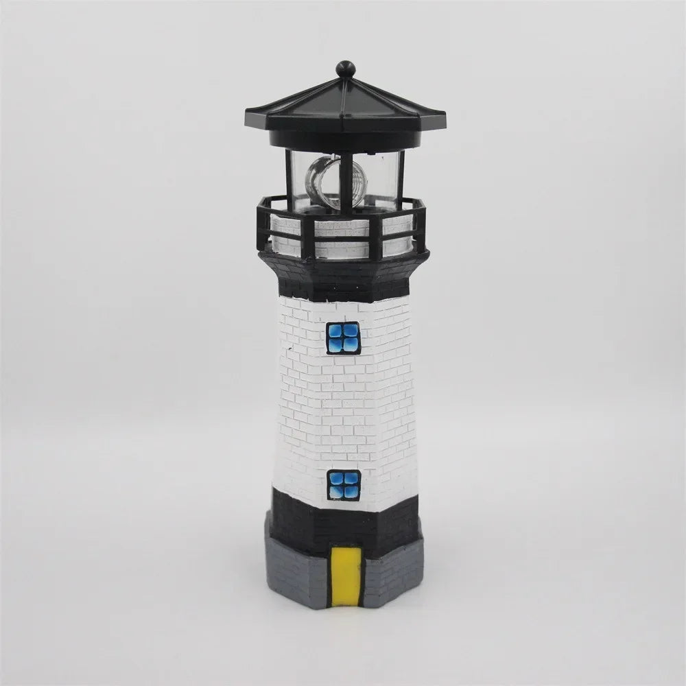 Solar Rotating Lighthouse Resin Garden Sculpture