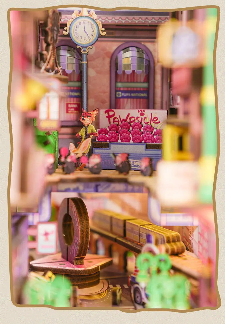 Hot Genuine Zootopia  Assembled Wooden Book 3d Puzzle Wooden Handmade Rabbit Judy Toys Model Peripheral Christmas Surprise Gifts Book Nook Kit Australia