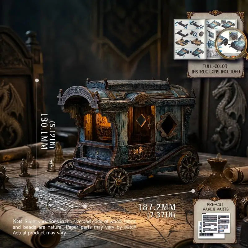 Onyx Dragon Carriage DIY miniature kit with black dragon and carriage - view 6