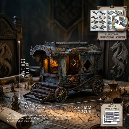 Onyx Dragon Carriage DIY miniature kit with black dragon and carriage - view 6