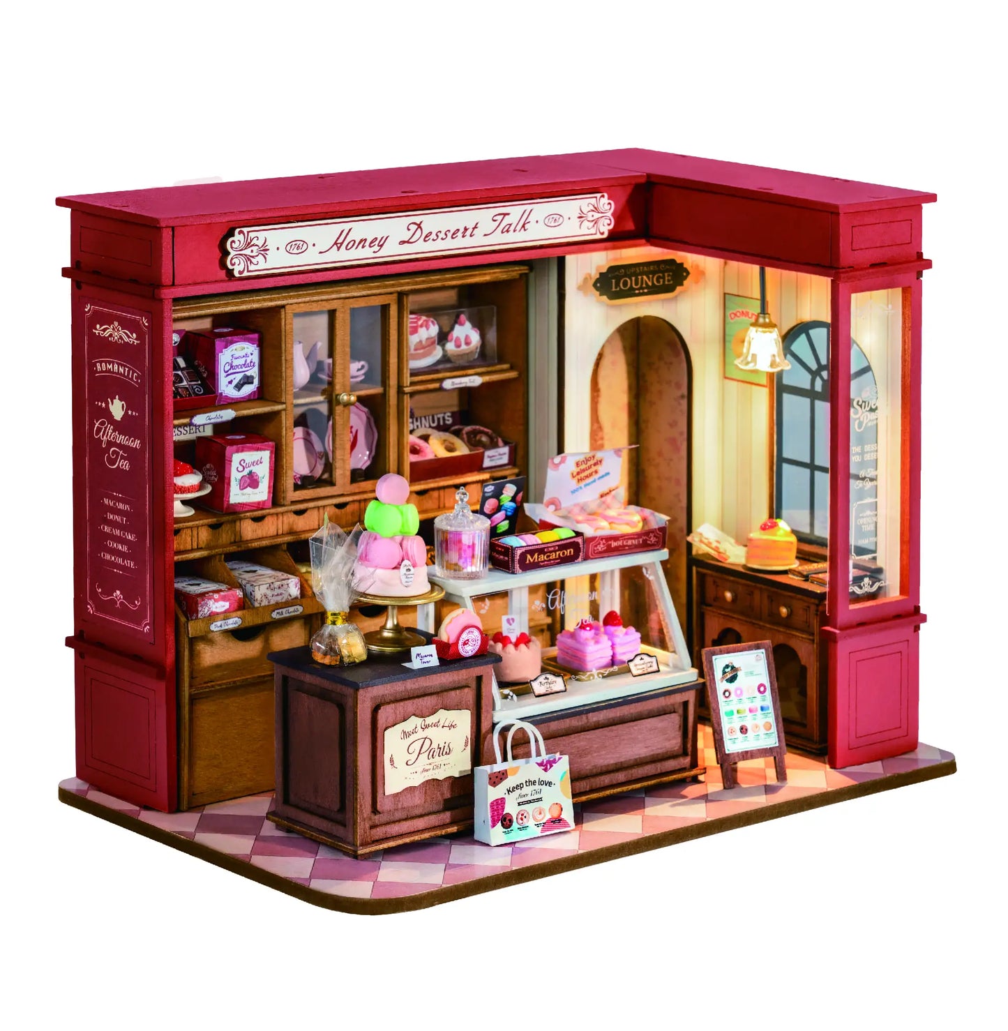 Robotime Rolife Honey Dessert Talk Miniature Dollhouse Wooden House Toy Set for Girls Beautiful Home Decor 3D Puzzle Kit - Im
