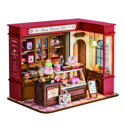Robotime Rolife Honey Dessert Talk Miniature Dollhouse Wooden House Toy Set for Girls Beautiful Home Decor 3D Puzzle Kit - Im