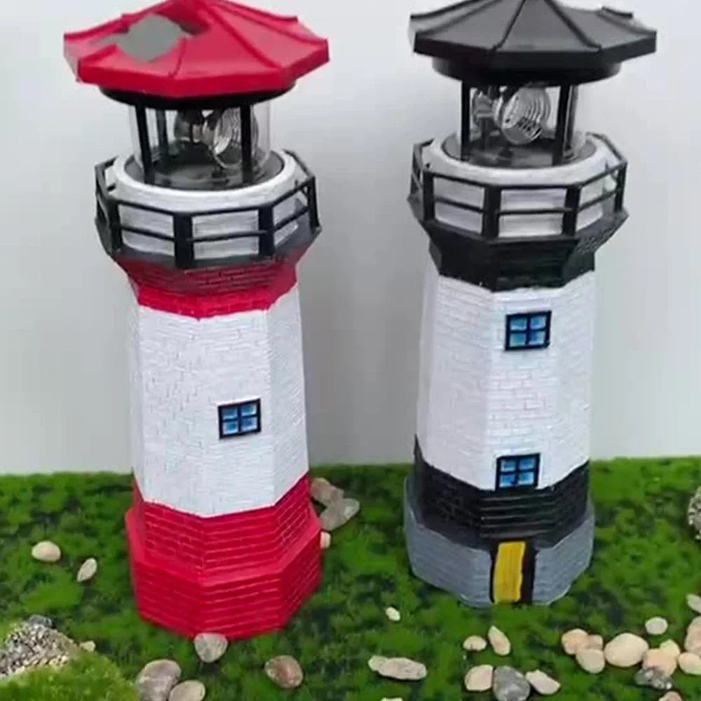 Solar Rotating Lighthouse Resin Garden Sculpture