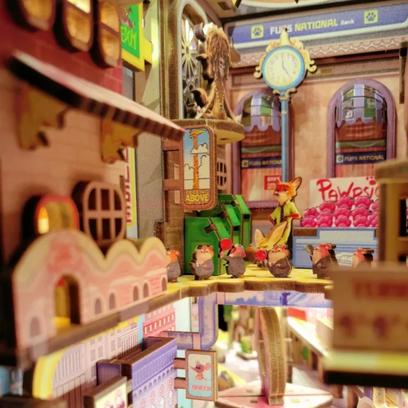 Hot Genuine Zootopia  Assembled Wooden Book 3d Puzzle Wooden Handmade Rabbit Judy Toys Model Peripheral Christmas Surprise Gifts Book Nook Kit Australia