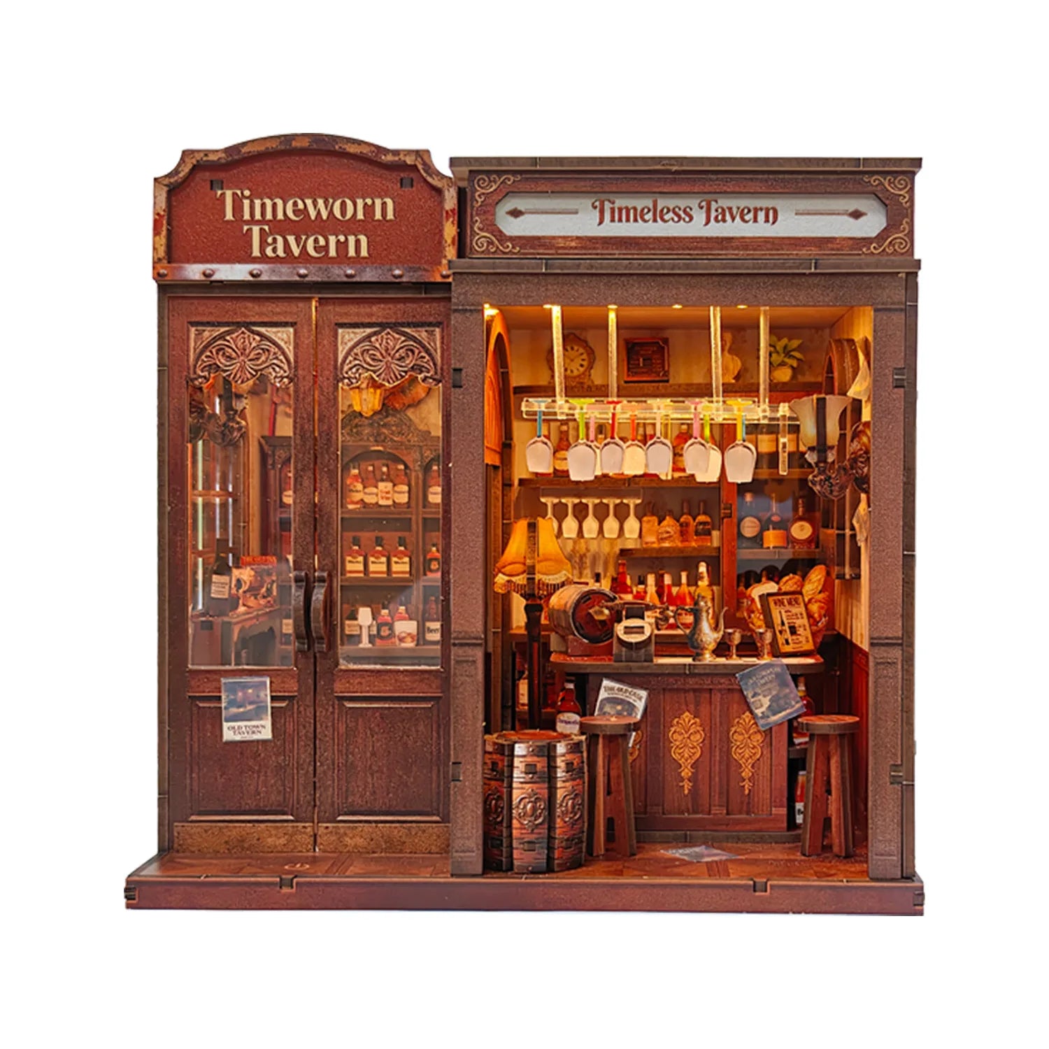 Timeworn Tavern DIY book nook kit, lit fantasy tavern scene - view 7