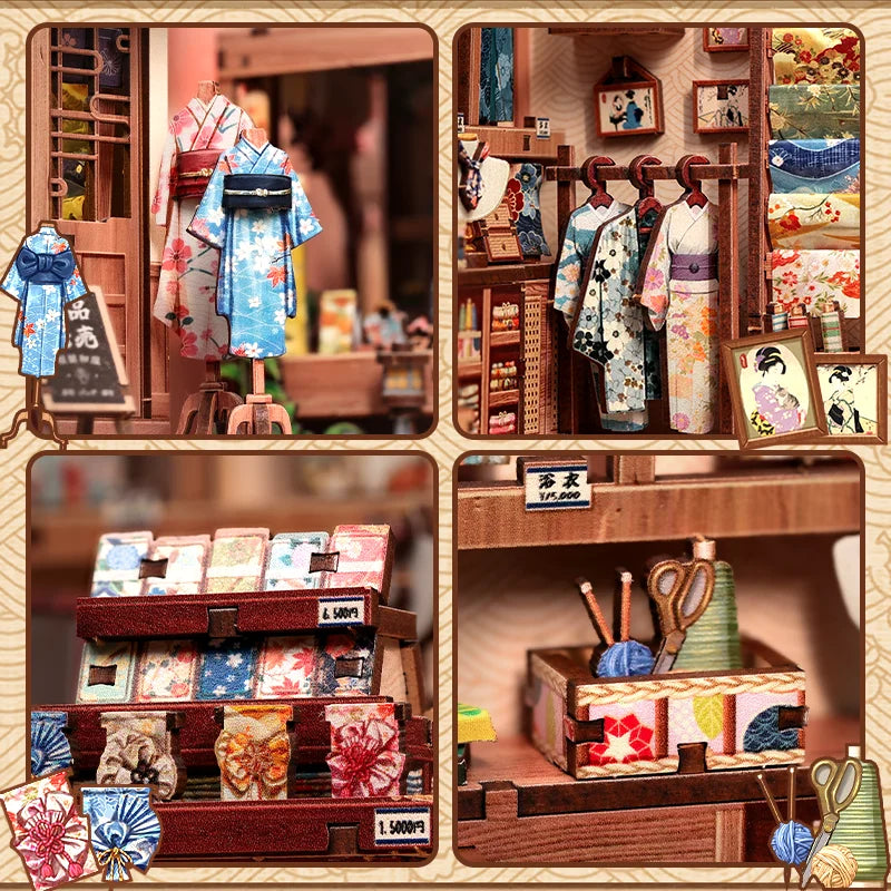 Sakura Kimono Shop DIY Book Nook Kit - Detail