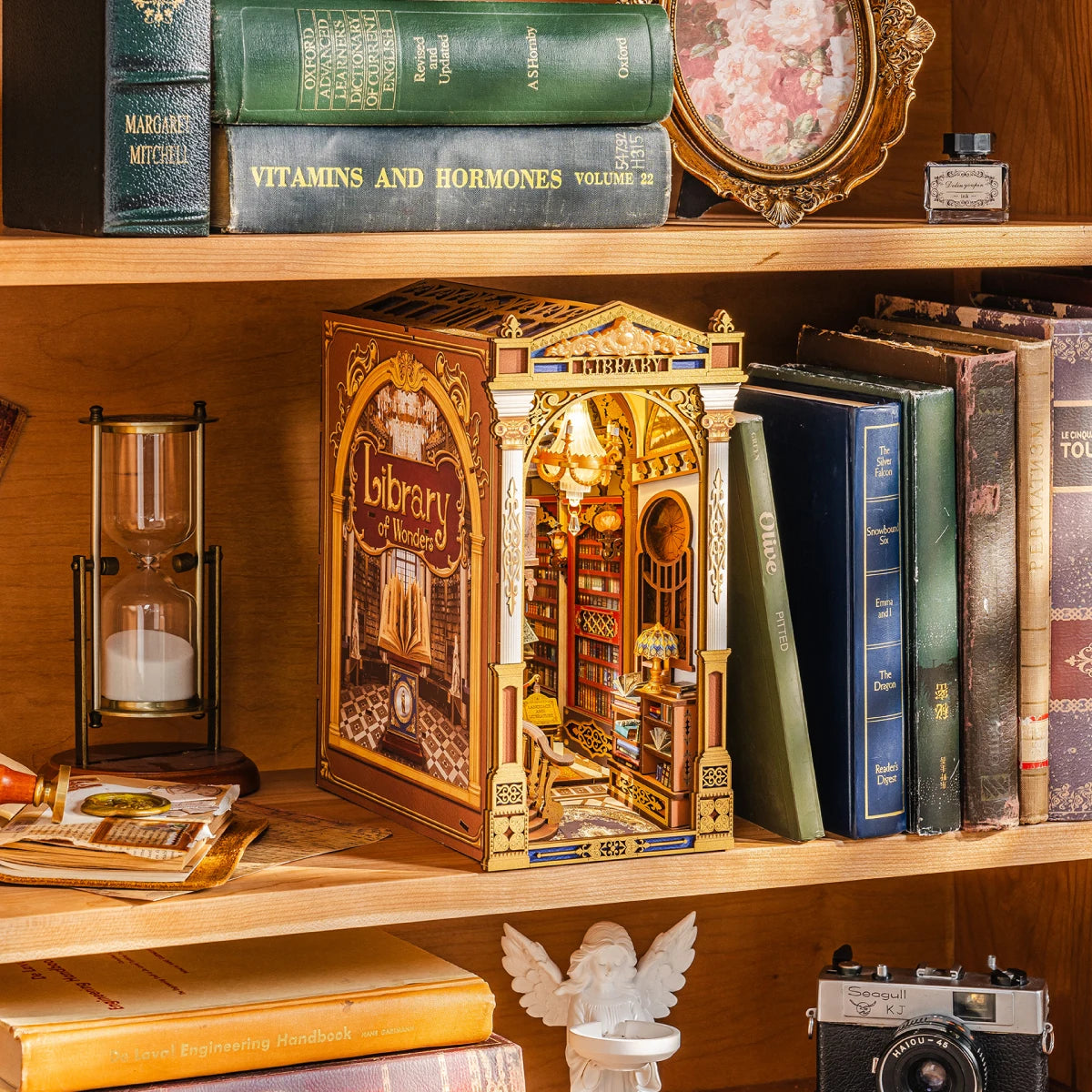 ROBOTIME Rolife Library of Wonders Book Nook 3D Wooden Puzzle Victorian Gothic Diorama Antique Bookshelf Home Decor for Adult