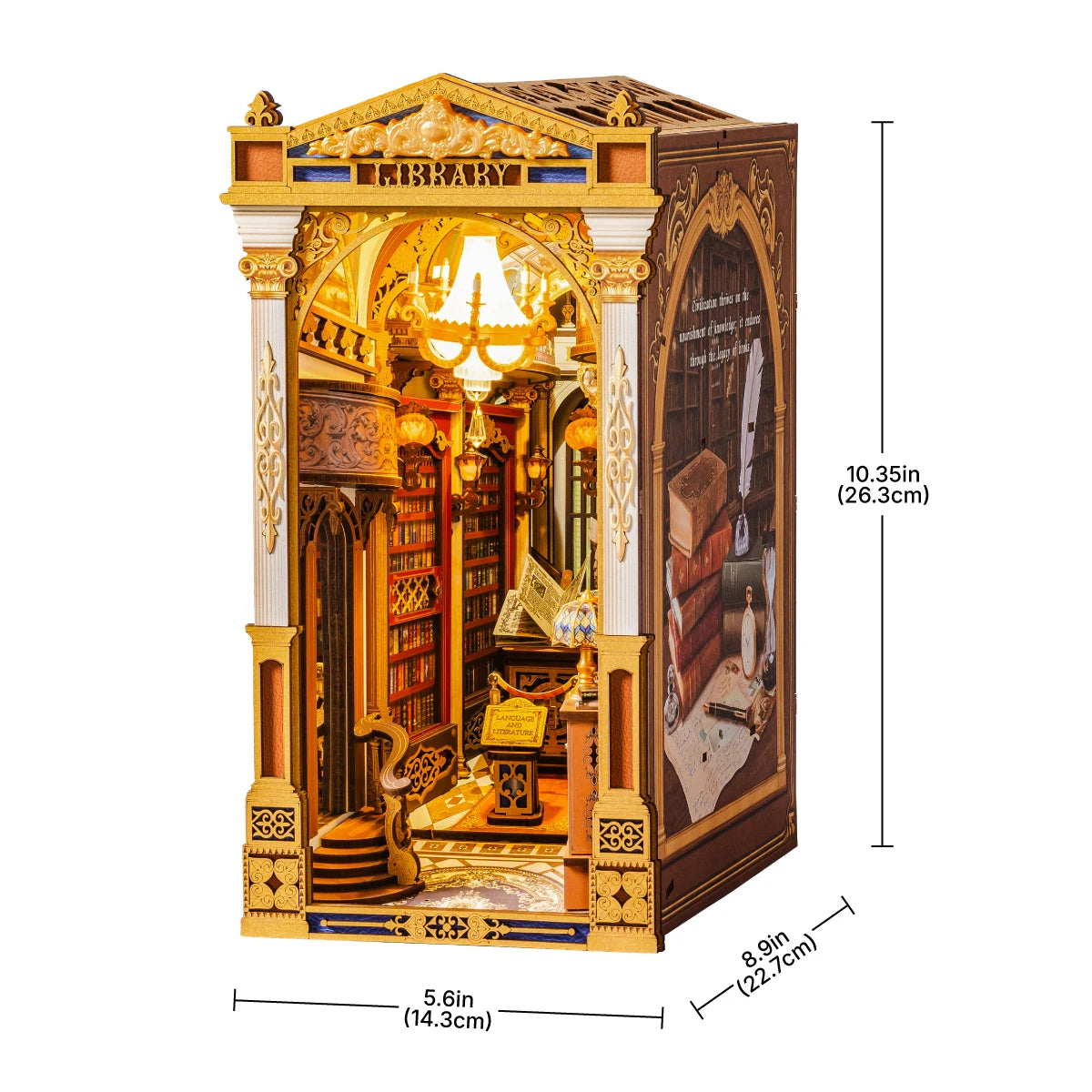 ROBOTIME Rolife Library of Wonders Book Nook 3D Wooden Puzzle Victorian Gothic Diorama Antique Bookshelf Home Decor for Adult