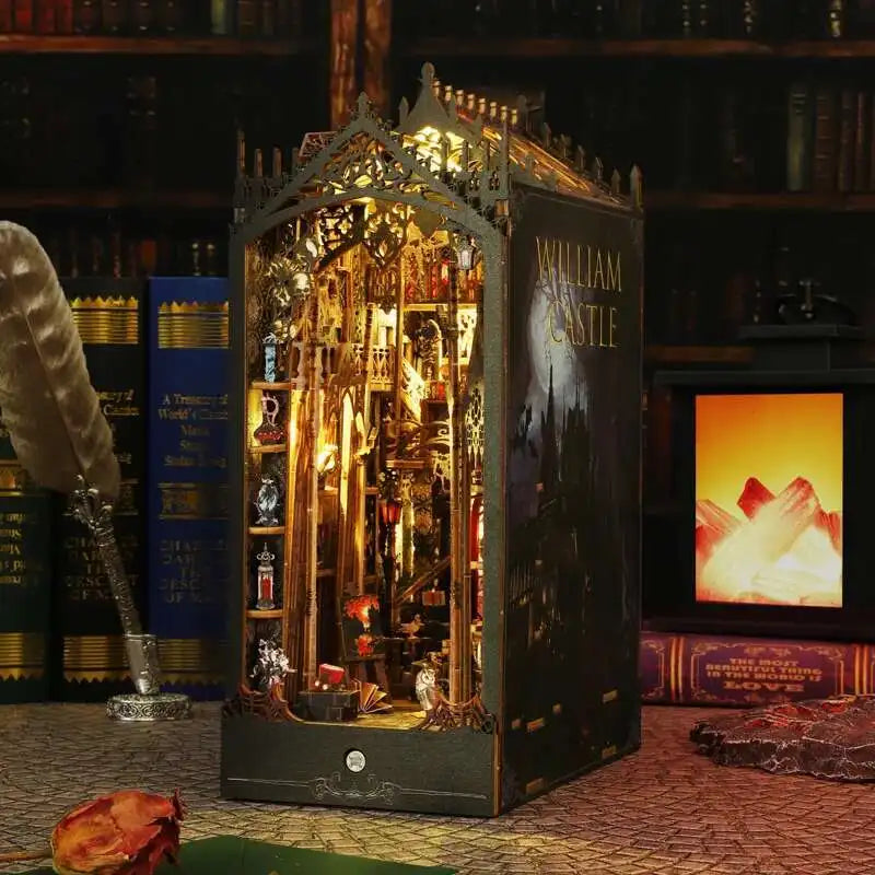 William Castle DIY book nook kit with stone arches and torchlight - view 3