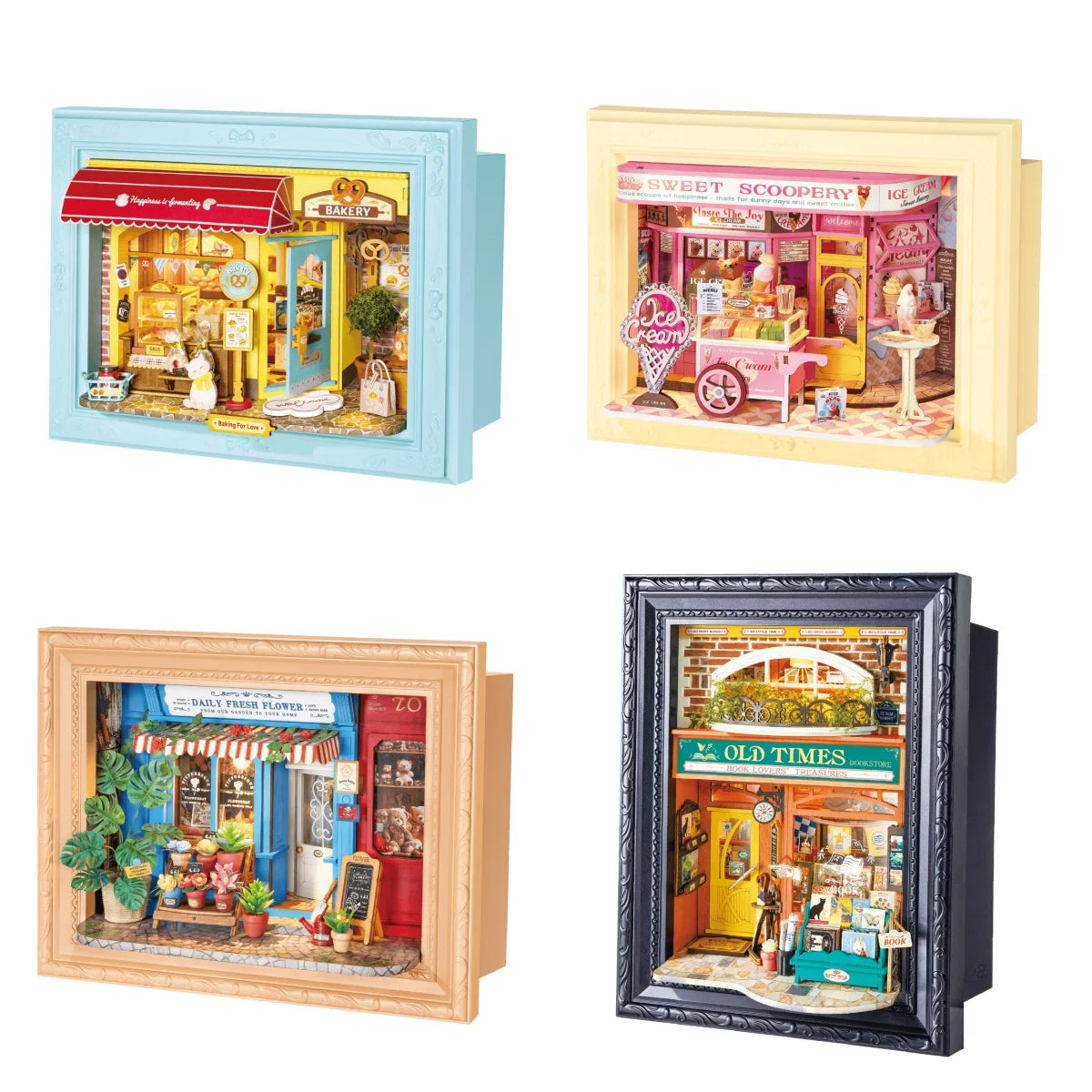 ROBOTIME Rolife 3D Shadow Box LED Light Up Wooden Puzzle with Frame Cute Home Decor Beginner Friendly DIY Kit for Teens - Boo