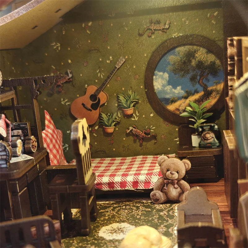 DIY Wooden Country Cottage Book Nook Shelf Insert Kits Miniature Model Kit With Lights Bookend for Friends Birthday Gifts Book Nook Kit Australia