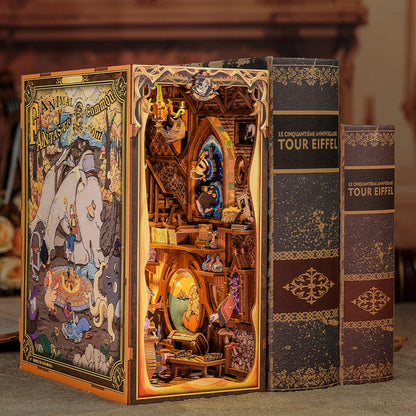 CUTEBEE DIY Book Nook Kit, Fantastic Animals Wooden Dollhouse with Touch Light & Display Case, Laser-Cut Collection Decor Book Nook Kit Australia