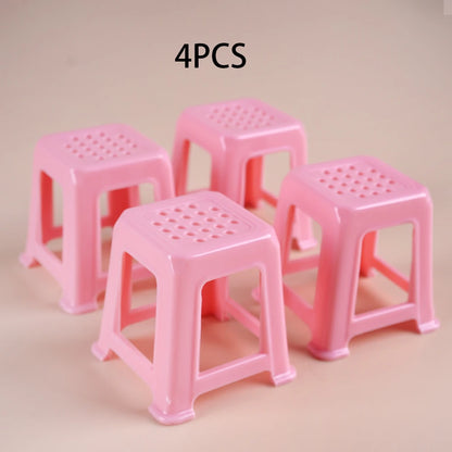 Mini Mahjong Table Set – 1:12 Scale Dollhouse Furniture 4Pc-Pink Chair CHINA
