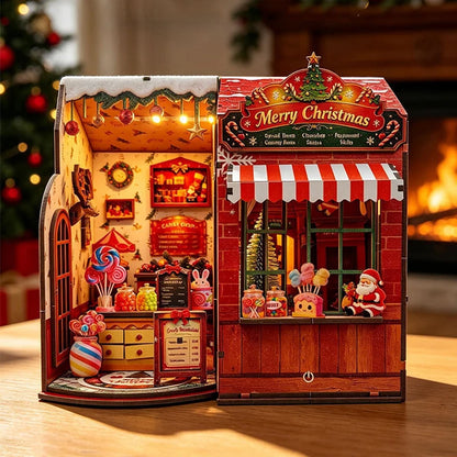 Christmas Candy House DIY miniature dollhouse kit with festive candy shop - view 2