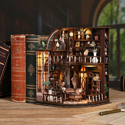 Bacchus Bookstore DIY Miniature House Kit - Side View