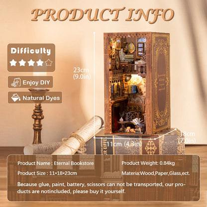 CUTEBEE DIY Book Nook Kit Eternal Bookstore Wooden Dollhouse with Touch Light & Display Case, Laser-Cut Collection Decoration Book Nook Kit Australia