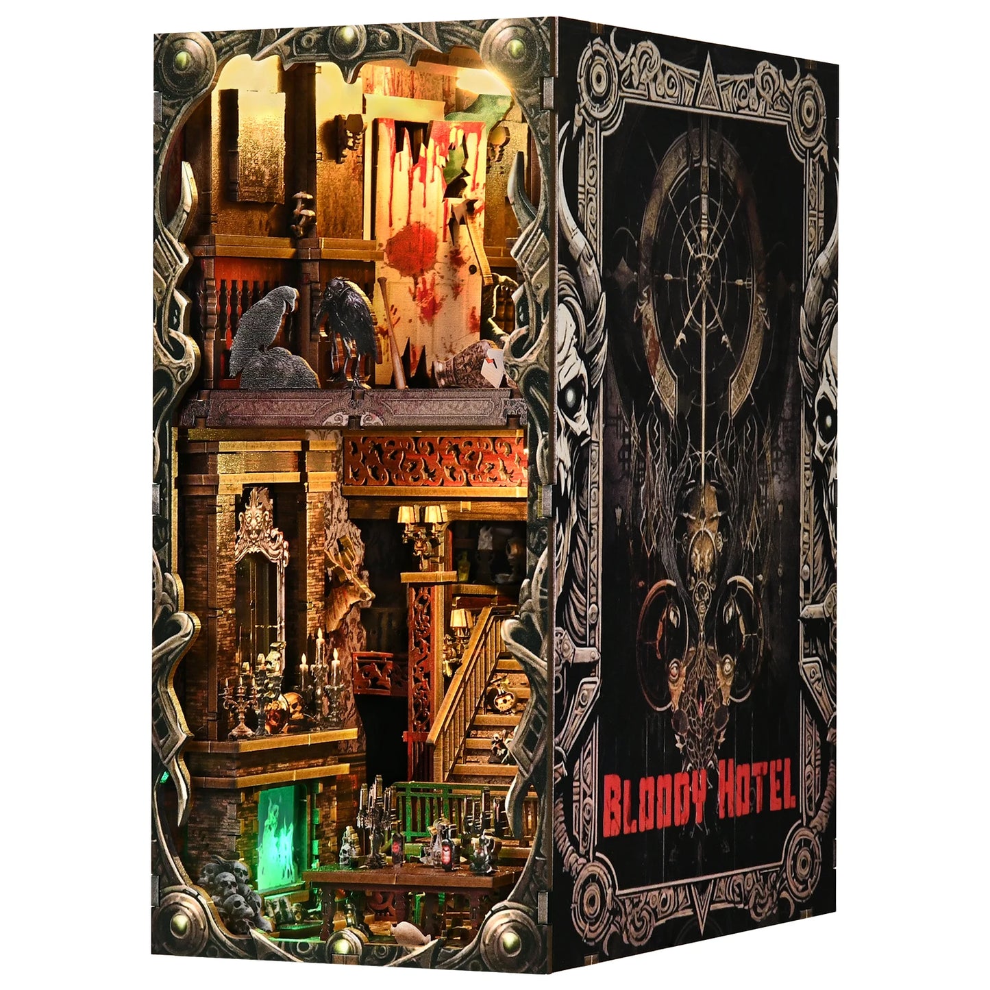 Book Nook Kit Haunted Hotel Halloween 3D DIY Wooden Puzzle Handmade Bookshelf Dollhouse Model Bookend Building Home Decoration Book Nook Kit Australia