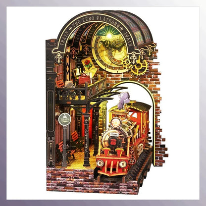 Diy Wooden Book Nook Shelf Insert Kit Miniature Model The Zero Platform Train Bookend Doll House Decor For Birthday Gifts Book Nook Kit Australia