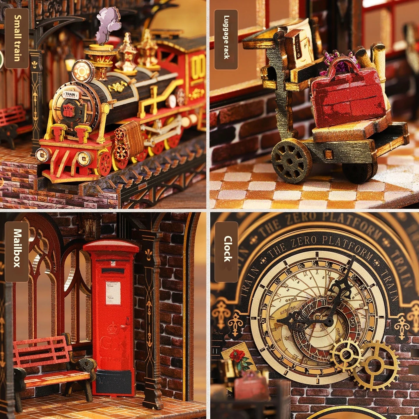 Diy Wooden Book Nook Shelf Insert Kit Miniature Model The Zero Platform Train Bookend Doll House Decor For Birthday Gifts Book Nook Kit Australia