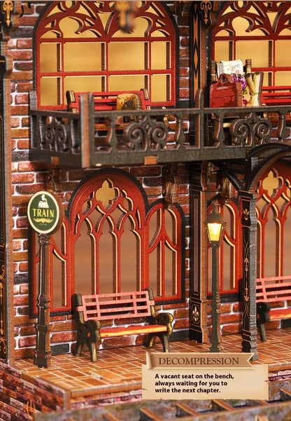 Diy Wooden Book Nook Shelf Insert Kit Miniature Model The Zero Platform Train Bookend Doll House Decor For Birthday Gifts Book Nook Kit Australia