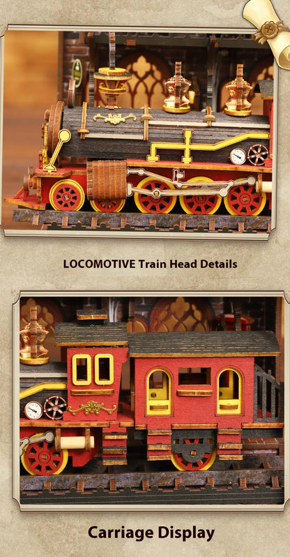 Diy Wooden Book Nook Shelf Insert Kit Miniature Model The Zero Platform Train Bookend Doll House Decor For Birthday Gifts Book Nook Kit Australia