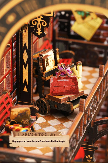 Diy Wooden Book Nook Shelf Insert Kit Miniature Model The Zero Platform Train Bookend Doll House Decor For Birthday Gifts Book Nook Kit Australia