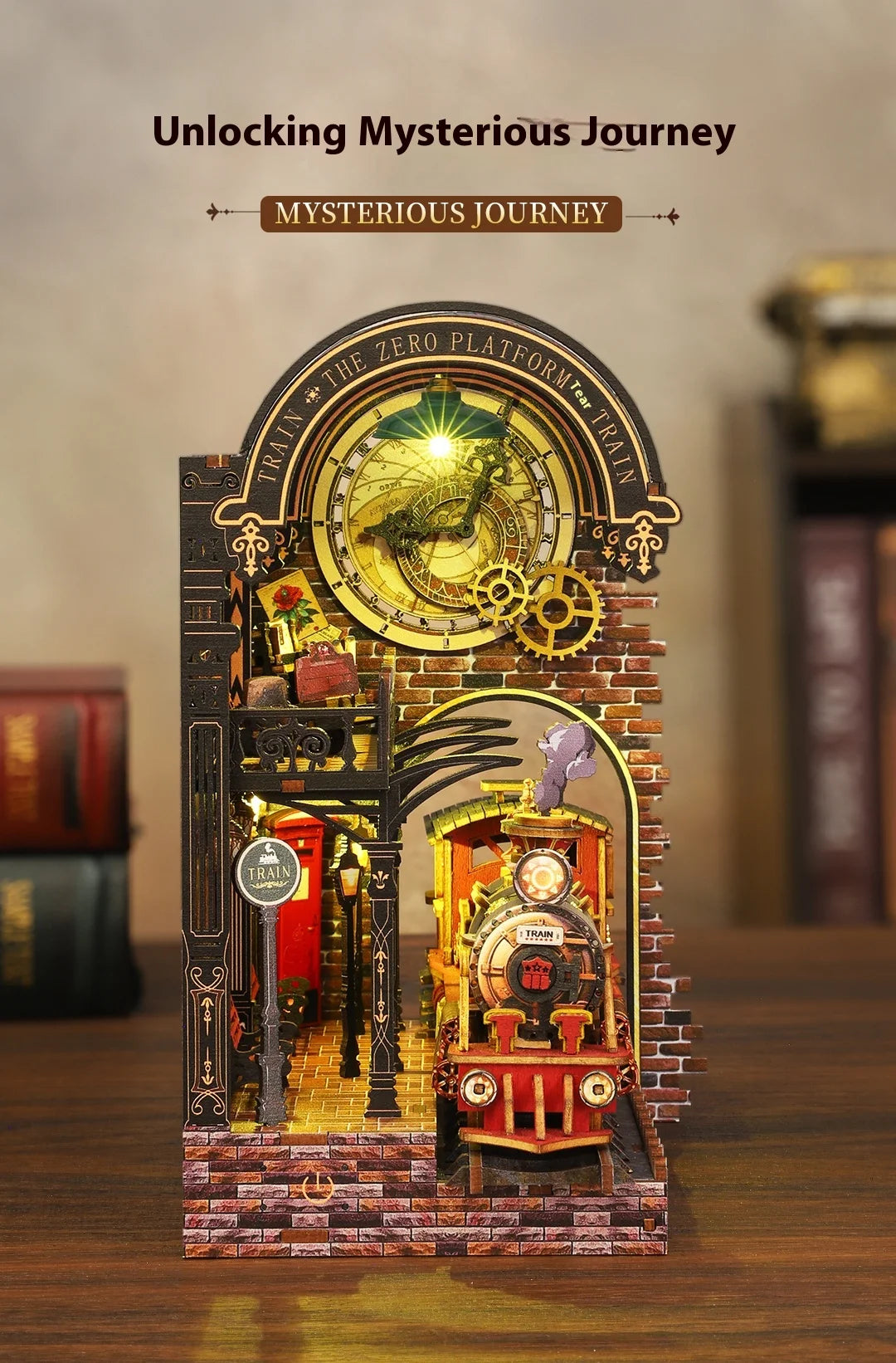 Diy Wooden Book Nook Shelf Insert Kit Miniature Model The Zero Platform Train Bookend Doll House Decor For Birthday Gifts Book Nook Kit Australia