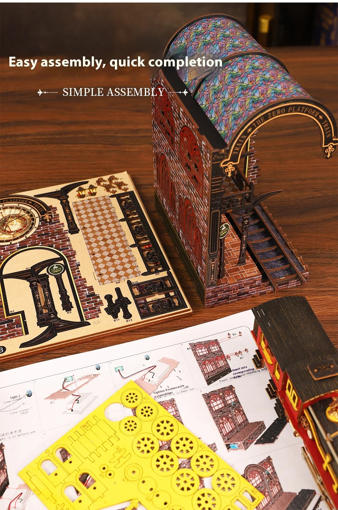 Diy Wooden Book Nook Shelf Insert Kit Miniature Model The Zero Platform Train Bookend Doll House Decor For Birthday Gifts Book Nook Kit Australia