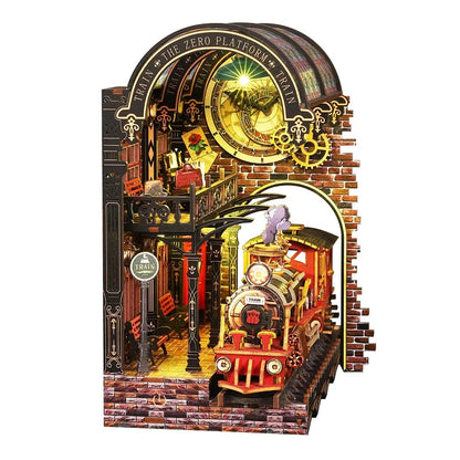Diy Wooden Book Nook Shelf Insert Kit Miniature Model The Zero Platform Train Bookend Doll House Decor For Birthday Gifts Book Nook Kit Australia