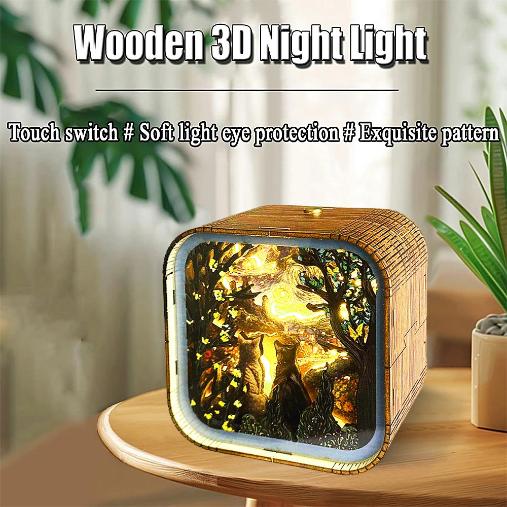 Van Gogh Starry Night Wooden 3D Puzzle Lamp