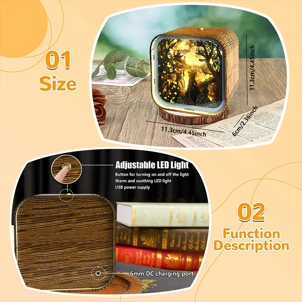 Van Gogh Starry Night Wooden 3D Puzzle Lamp