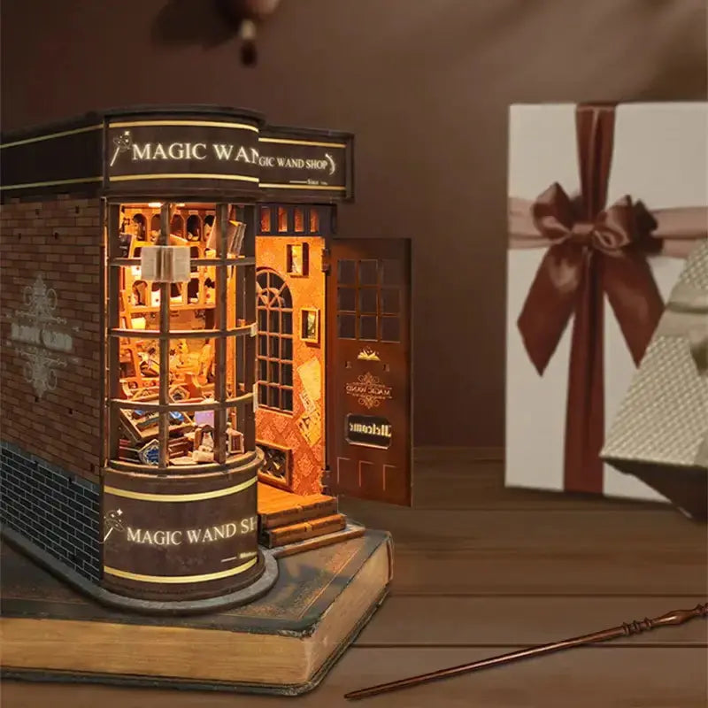 Wizard’s Study DIY Book Nook Kit – Magic Library Miniature for Bookshelf Decor